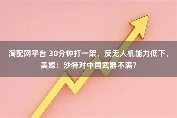 淘配网平台 30分钟打一架，反无人机能力低下，美媒：沙特对中国武器不满？